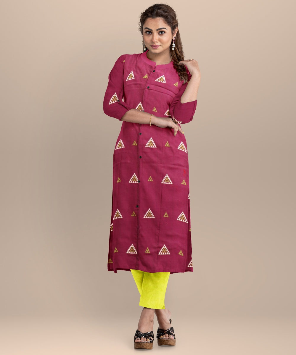 Purple deep moss green handloom cotton nuapatna dress material