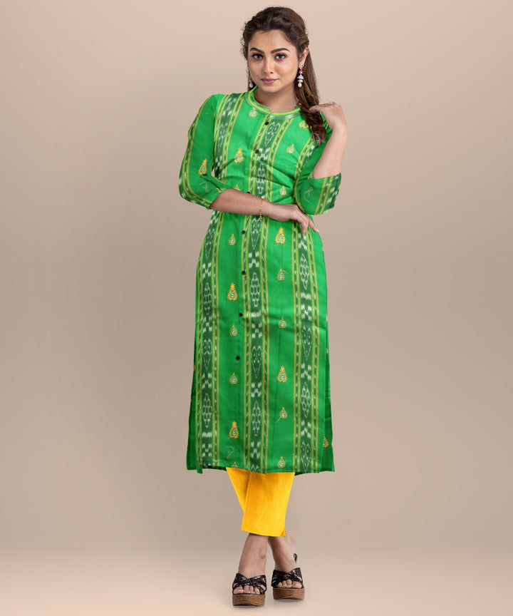 Light green yellow handloom cotton nuapatna dress material