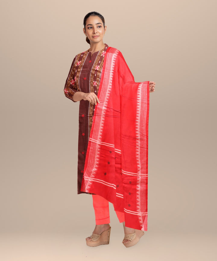 Maroon dark red handloom cotton nuapatna dress material