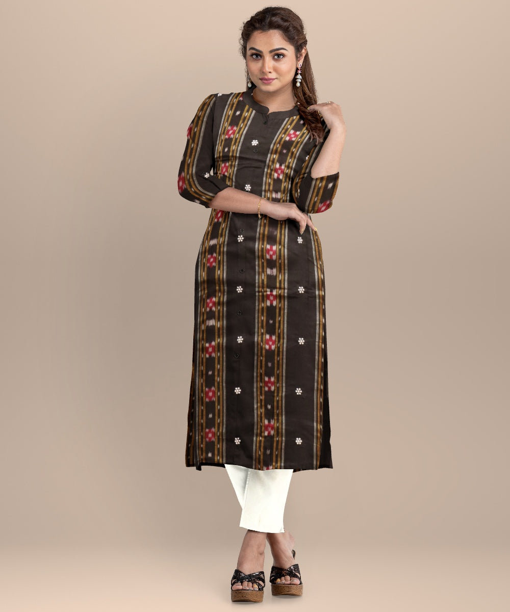 Black white handloom cotton nuapatna dress material