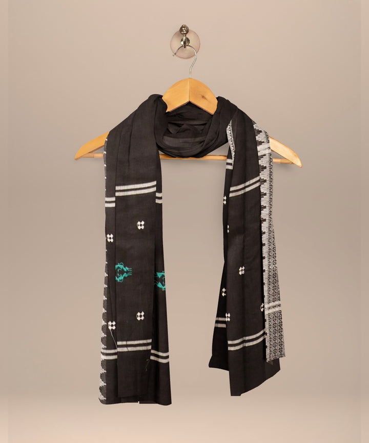 Teal green black handloom cotton nuapatna dress material