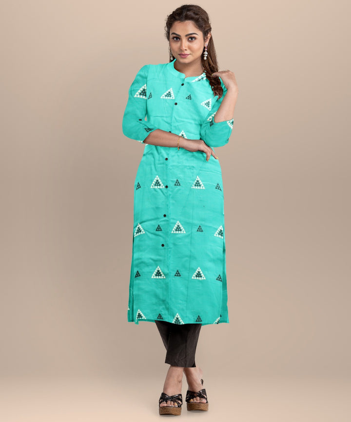 Teal green black handloom cotton nuapatna dress material