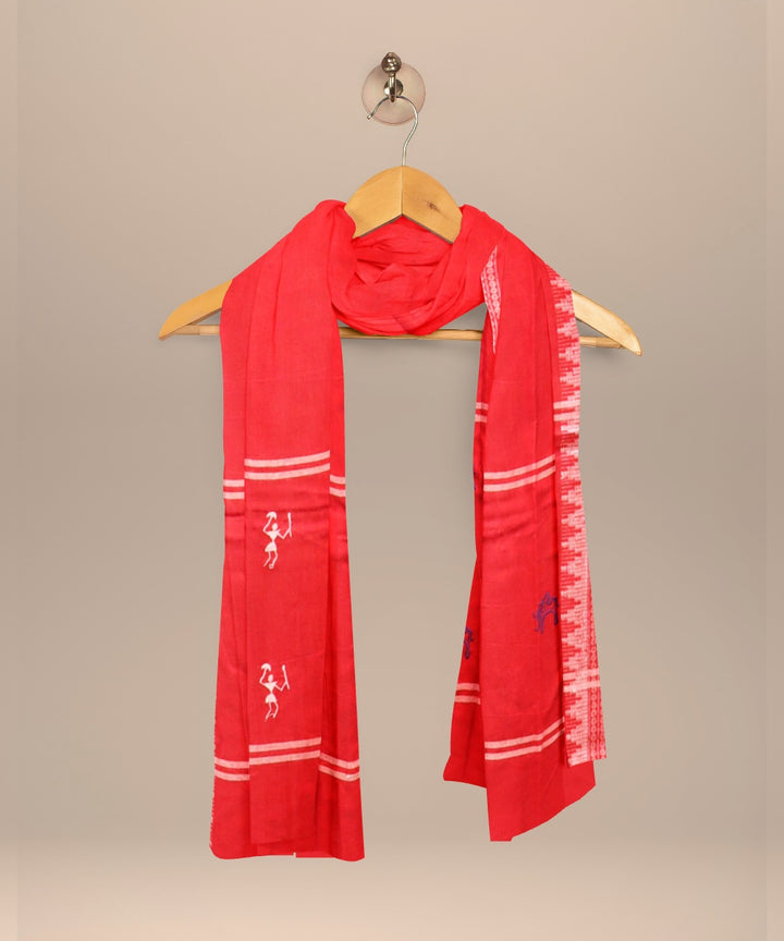 Sky blue dark red handloom cotton nuapatna dress material