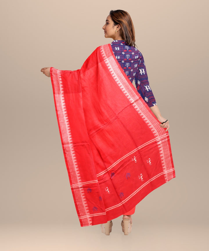 Sky blue dark red handloom cotton nuapatna dress material