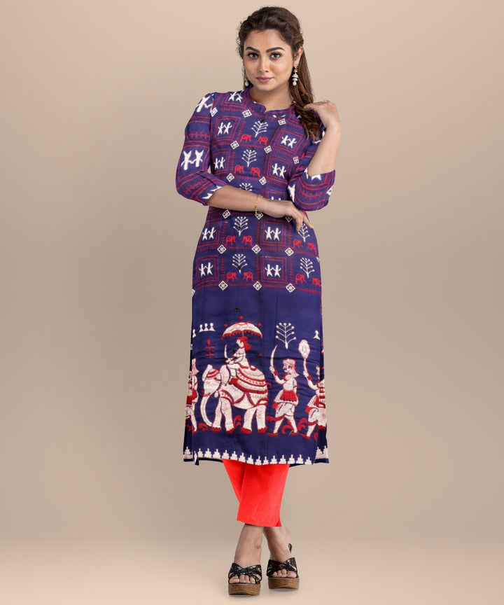 Sky blue dark red handloom cotton nuapatna dress material