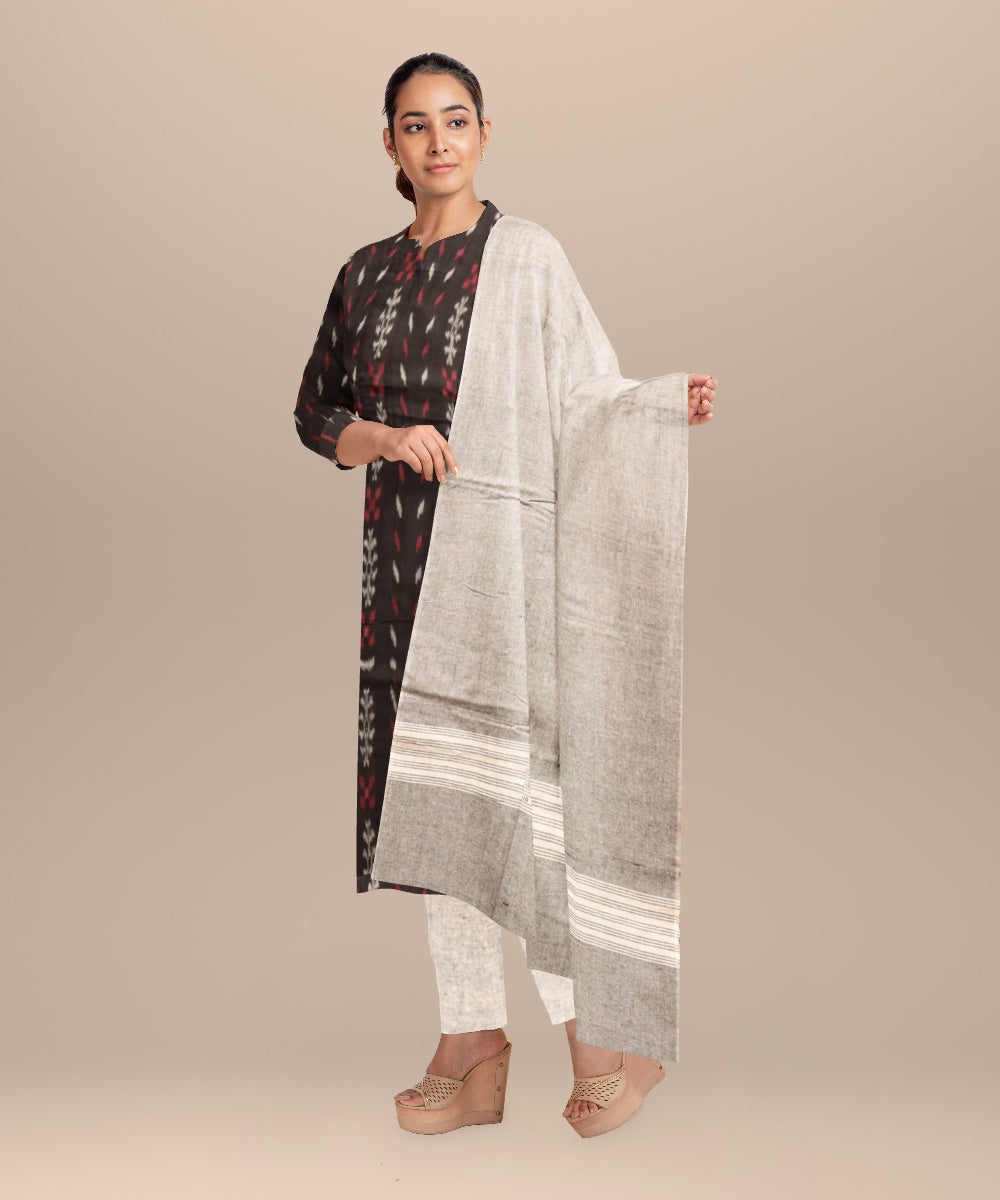 Black gray handloom cotton nuapatna dress material