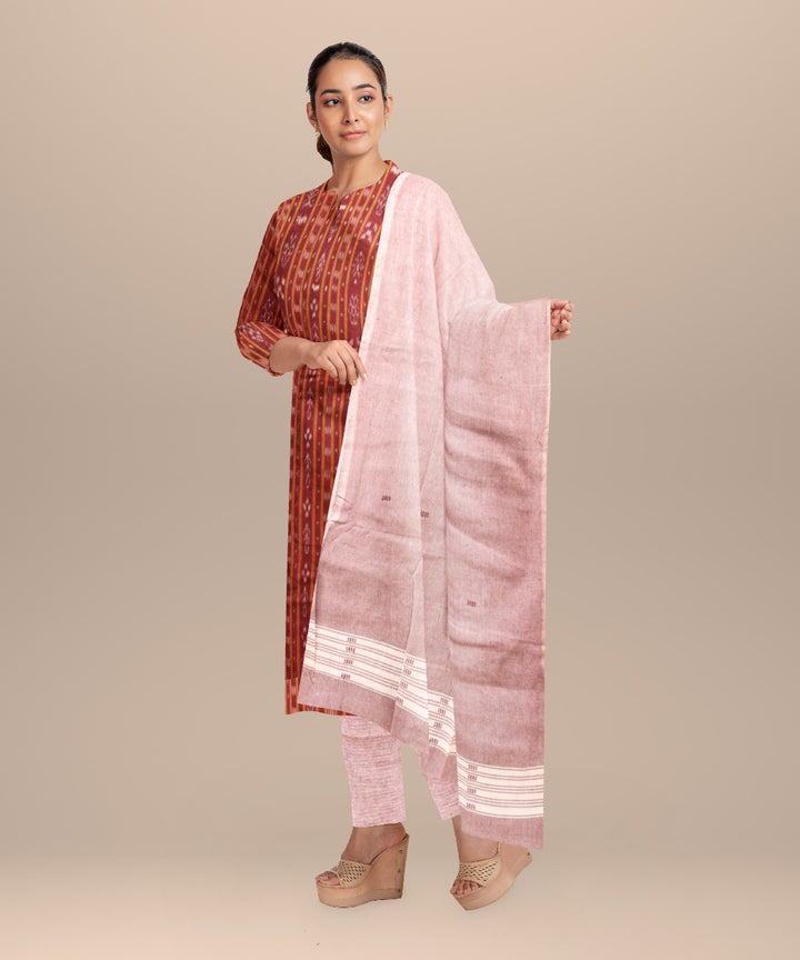 Maroon cameo pink handloom cotton nuapatna dress material