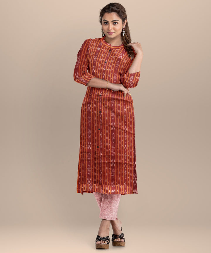 Maroon cameo pink handloom cotton nuapatna dress material