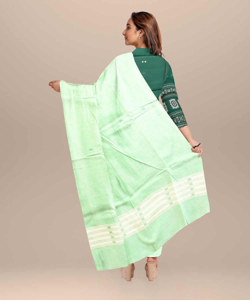 Dark green celadon handloom cotton sonepur dress material