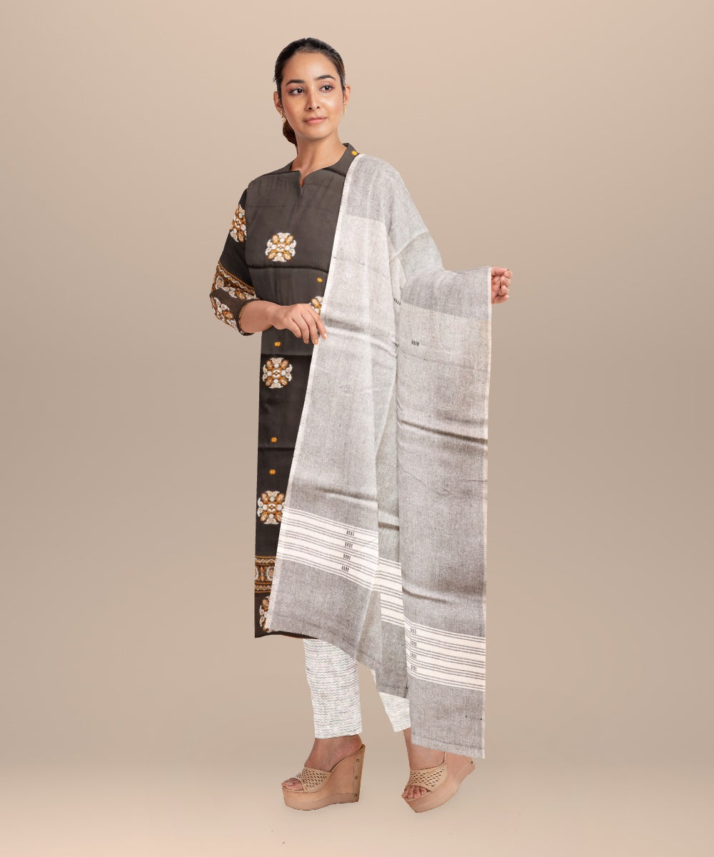 Black gray handloom cotton sonepur dress material