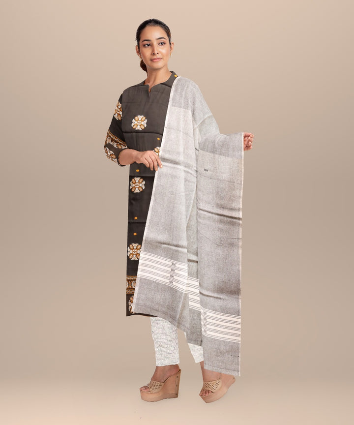 Black gray handloom cotton sonepur dress material