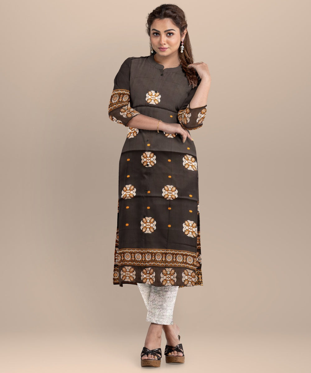 Black gray handloom cotton sonepur dress material
