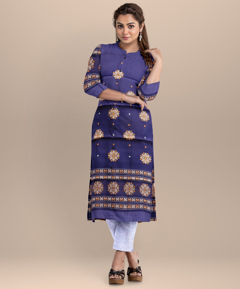Cyan blue french sky blue handloom cotton sonepur dress material