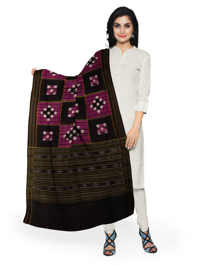 Purple black cotton handloom sambalpuri dupatta