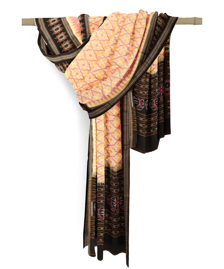 Cream black cotton handloom sambalpuri dupatta