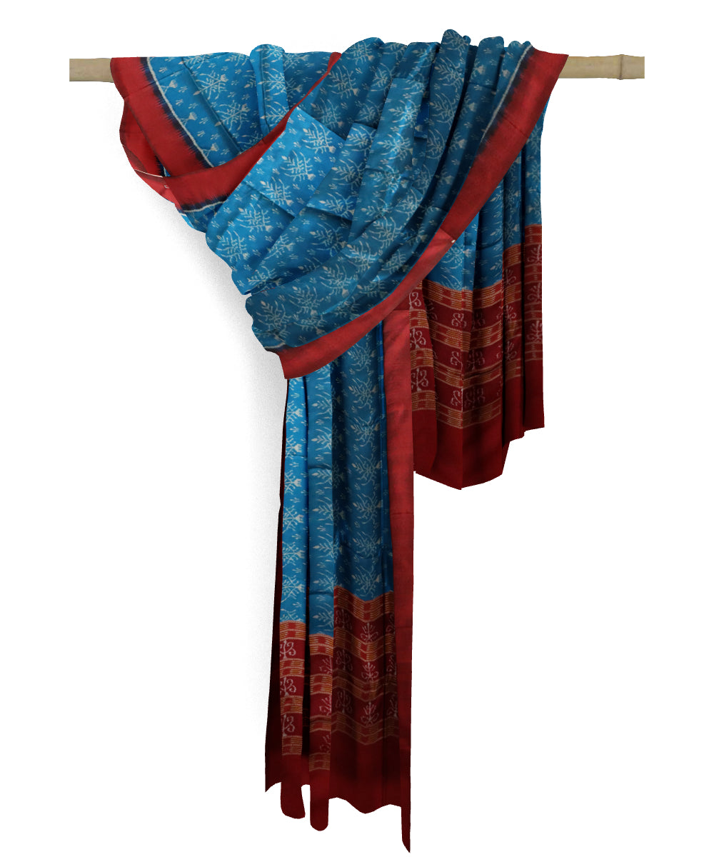 Blue dark maroon cotton handloom sambalpuri dupatta