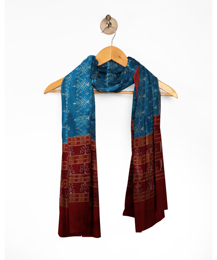 Blue dark maroon cotton handloom sambalpuri dupatta