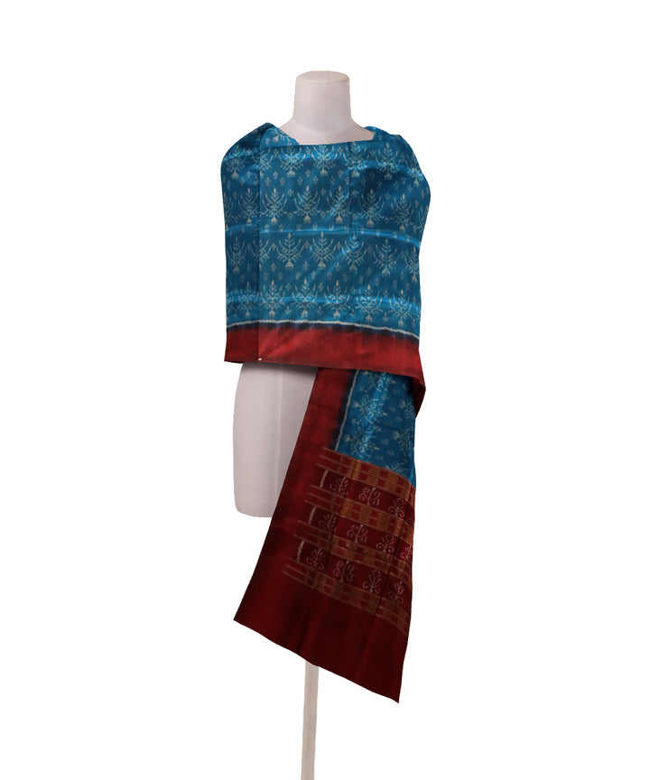 Blue dark maroon silk handloom sambalpuri dupatta