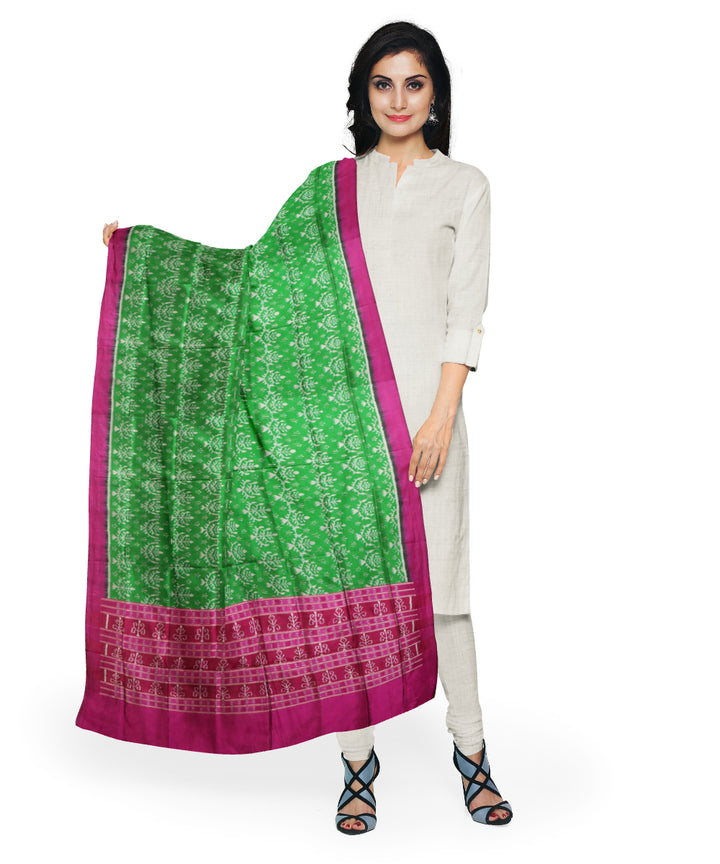 Dark green byzantine silk handloom sambalpuri dupatta