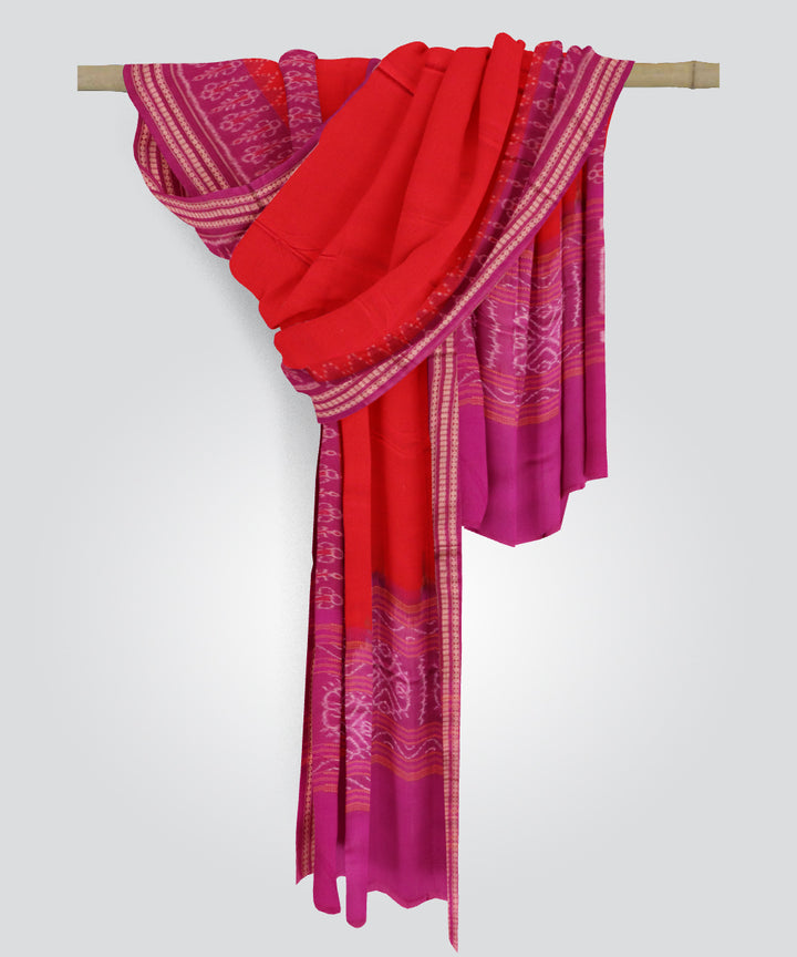 Red blue-violet cotton handloom sambalpuri dupatta
