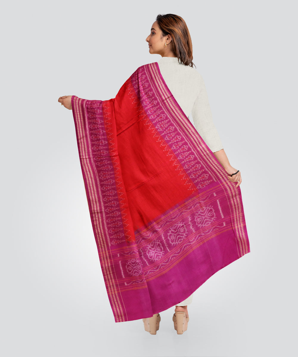 Red blue-violet cotton handloom sambalpuri dupatta