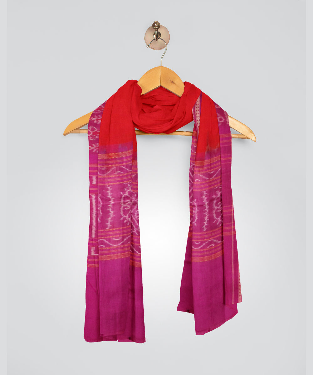 Red blue-violet cotton handloom sambalpuri dupatta