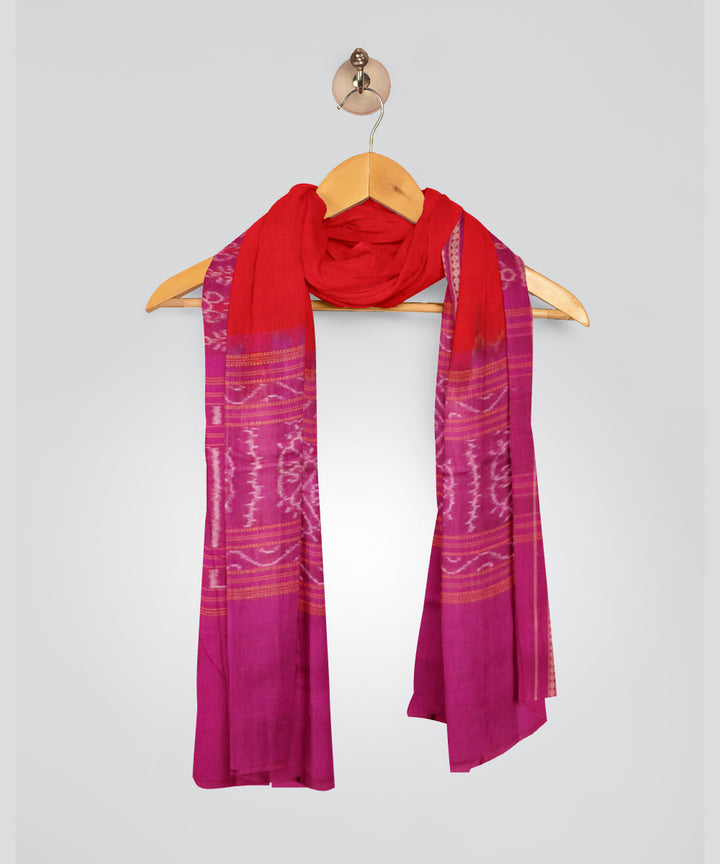 Red blue-violet cotton handloom sambalpuri dupatta