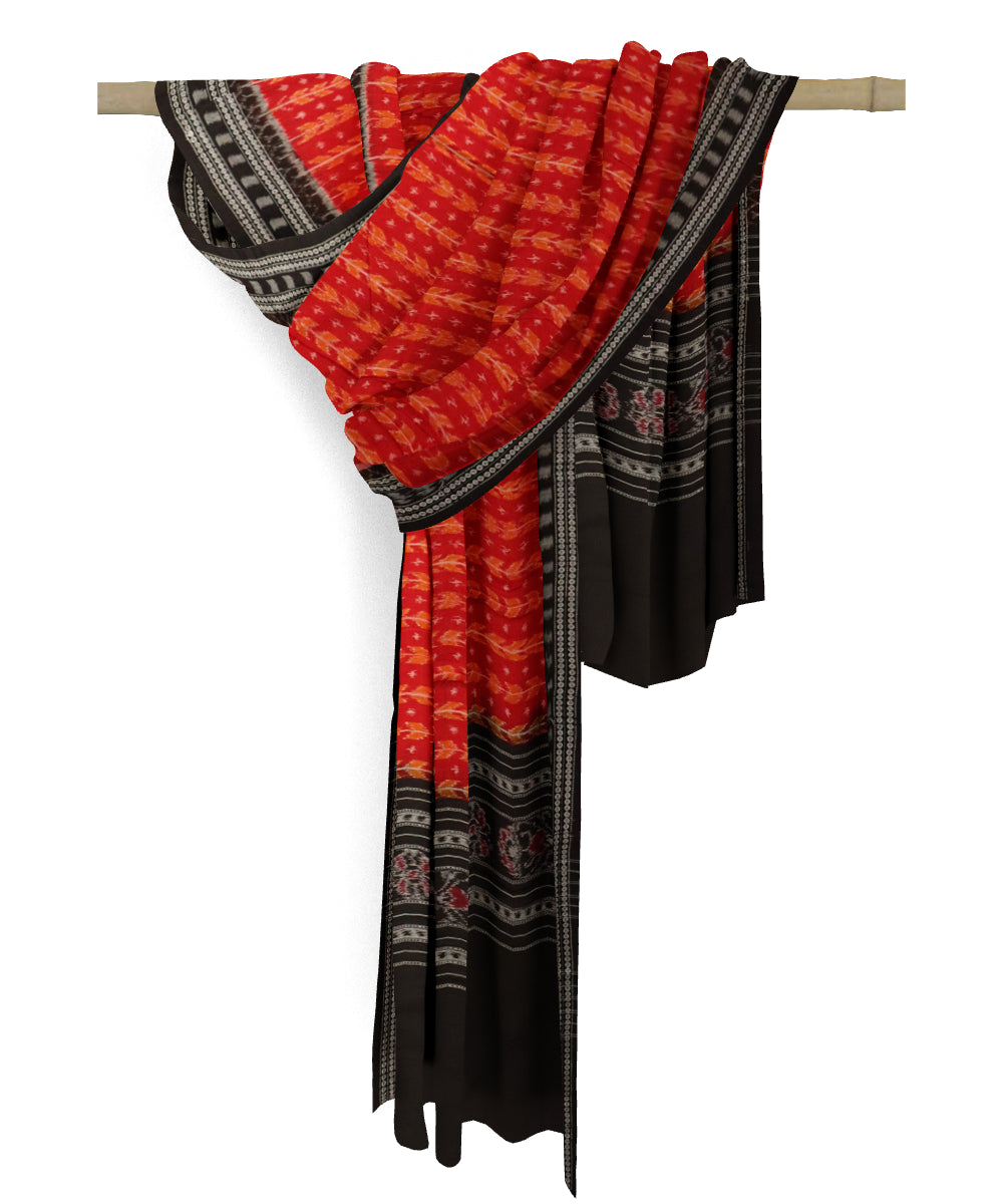 Red black cotton handloom sambalpuri dupatta