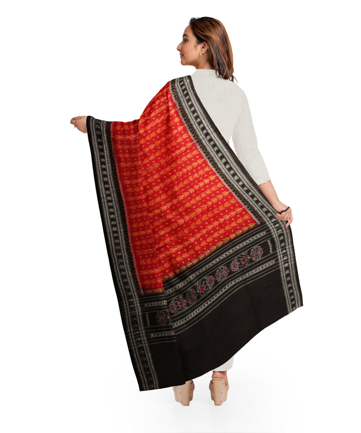 Red black cotton handloom sambalpuri dupatta