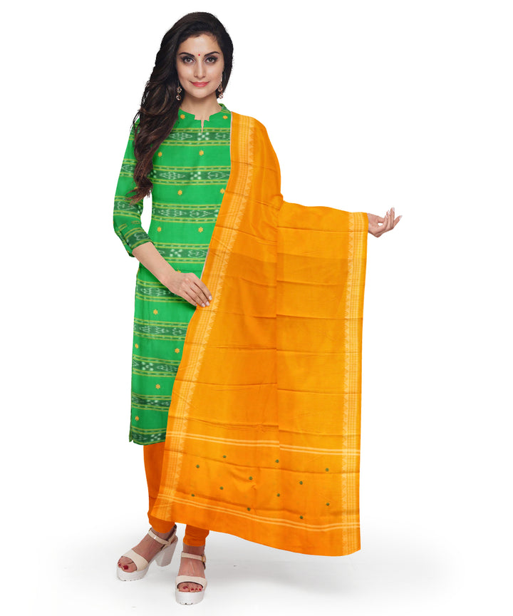 Light green yellow handloom cotton nuapatna dress material