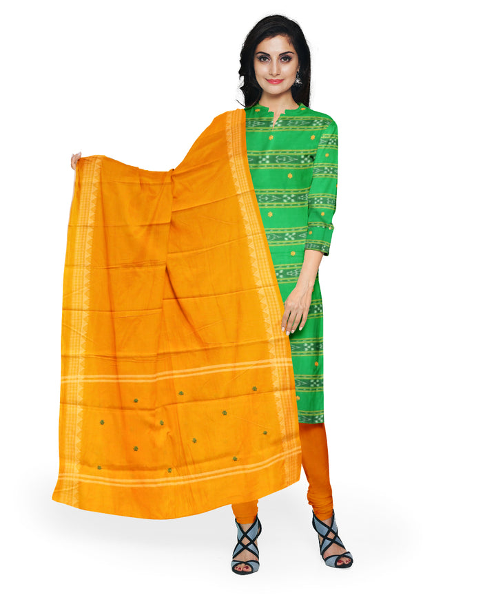 Light green yellow handloom cotton nuapatna dress material
