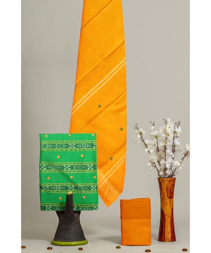 Light green yellow handloom cotton nuapatna dress material