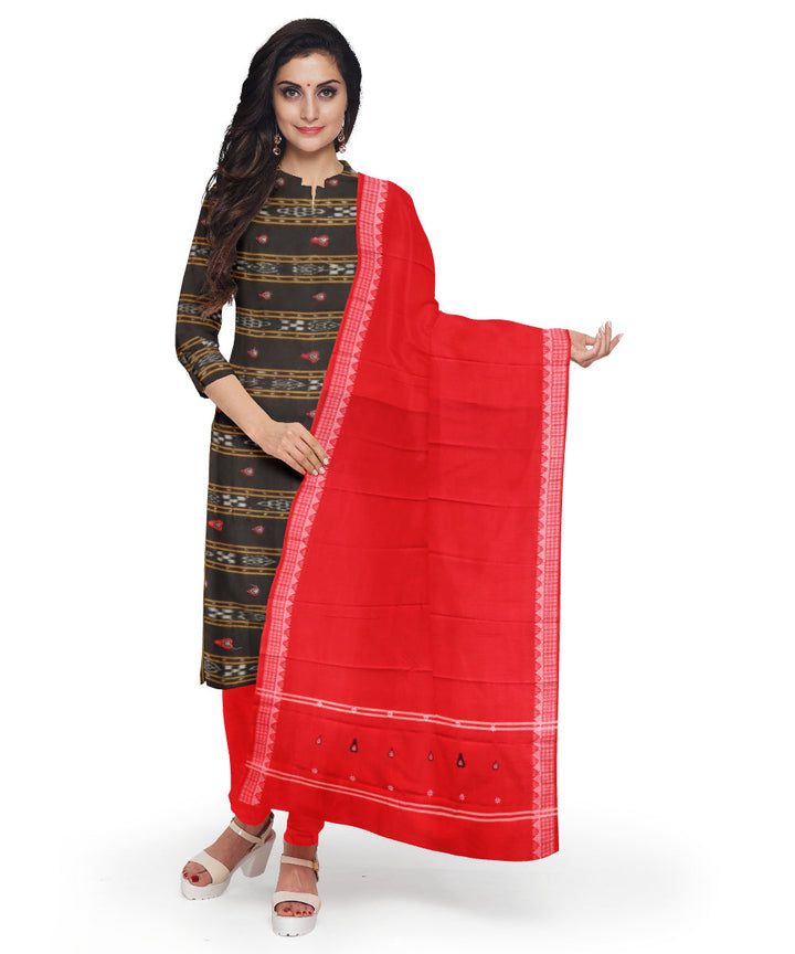 Black dark red handloom cotton nuapatna dress material