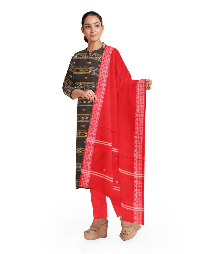 Black dark red handloom cotton nuapatna dress material
