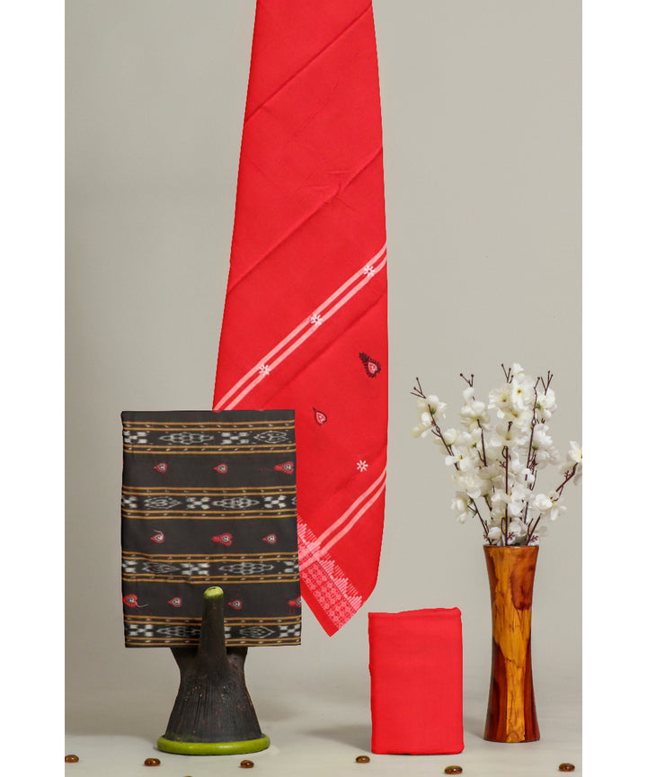 Black dark red handloom cotton nuapatna dress material