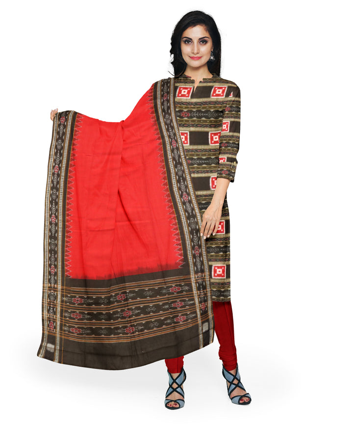 Black dark red handloom cotton sambalpuri dress material