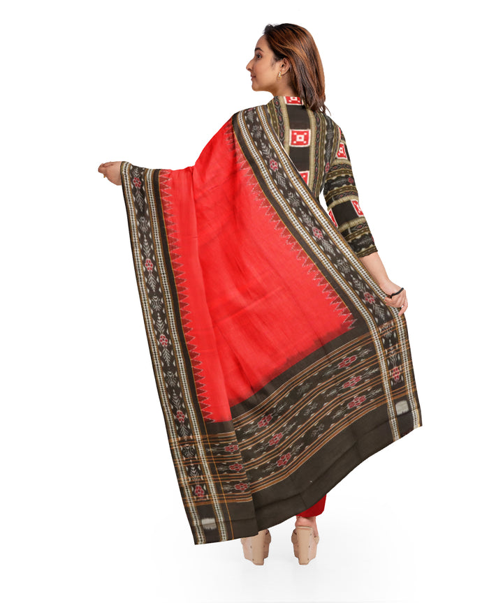 Black dark red handloom cotton sambalpuri dress material