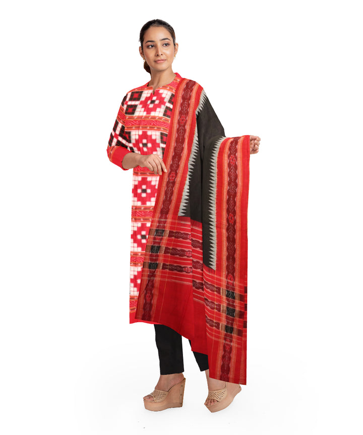 Red black handloom cotton sambalpuri dress material