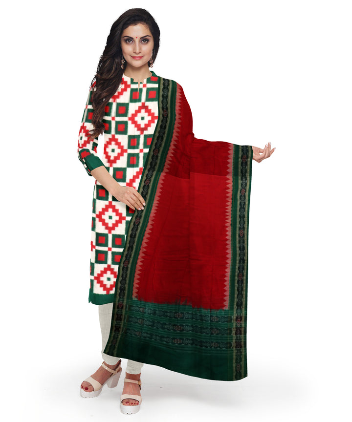 Multicolor dark red handloom cotton sambalpuri dress material