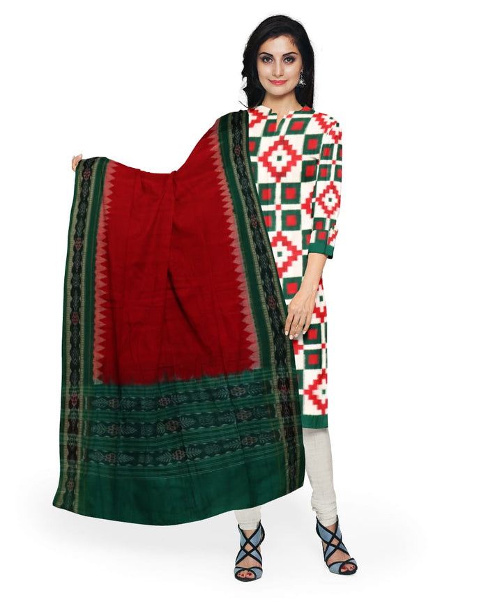 Multicolor dark red handloom cotton sambalpuri dress material