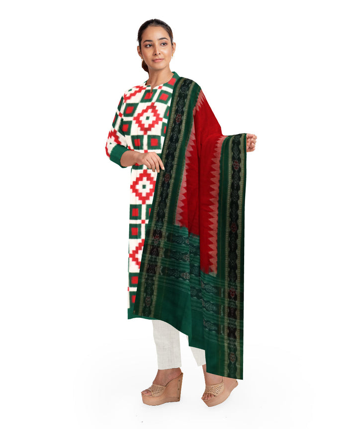 Multicolor dark red handloom cotton sambalpuri dress material