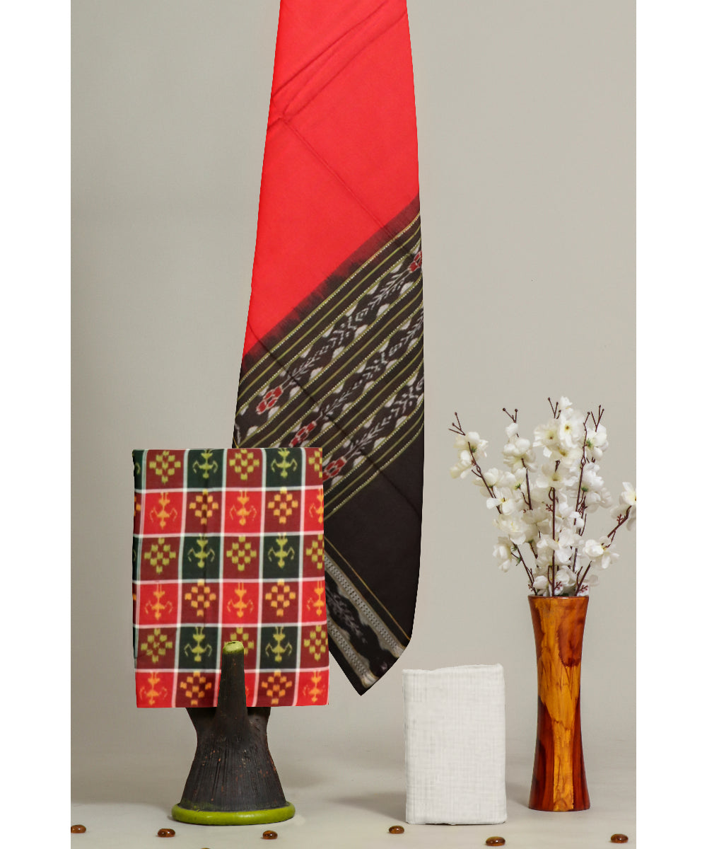 Multicolor black handloom cotton sambalpuri dress material