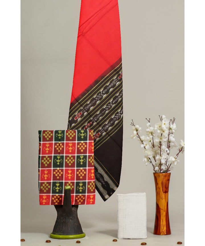 Multicolor black handloom cotton sambalpuri dress material