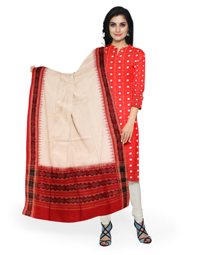 Red cream handloom cotton sambalpuri dress material