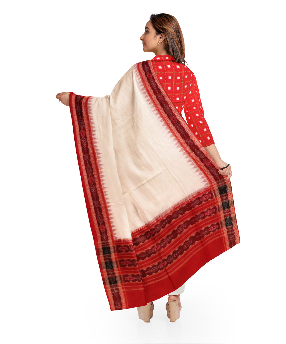 Red cream handloom cotton sambalpuri dress material