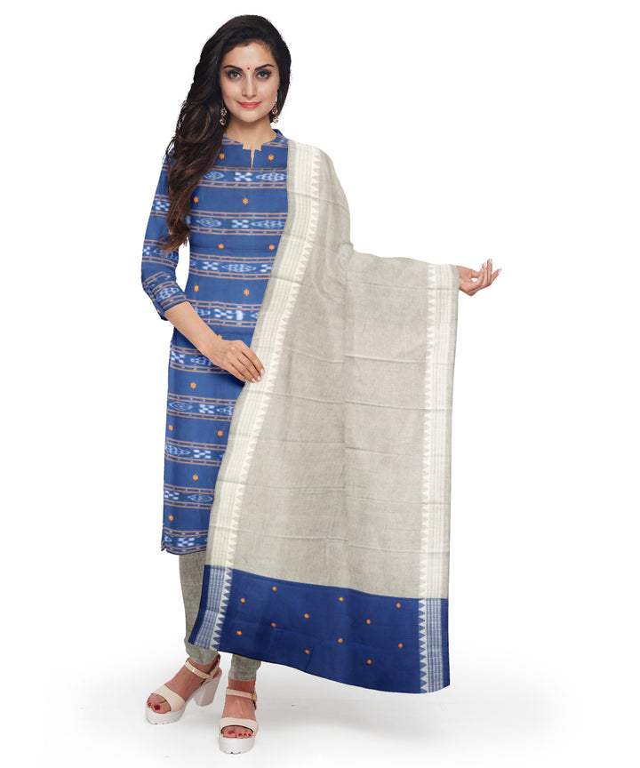 Cyan blue gray handloom cotton nuapatna dress material