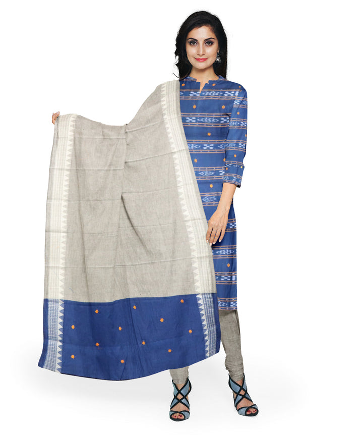 Cyan blue gray handloom cotton nuapatna dress material