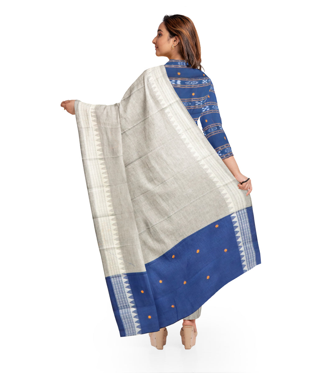 Cyan blue gray handloom cotton nuapatna dress material