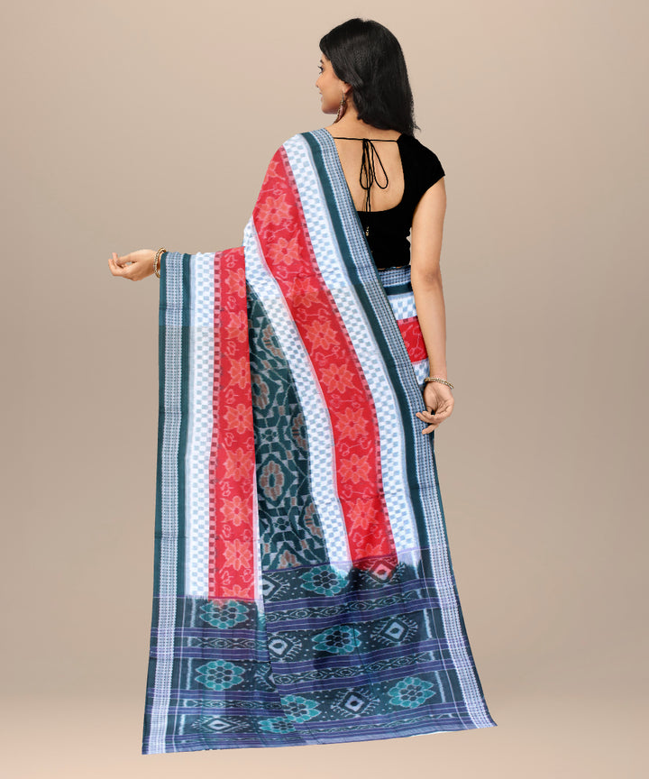 Dark green red cotton handloom sambalpuri saree
