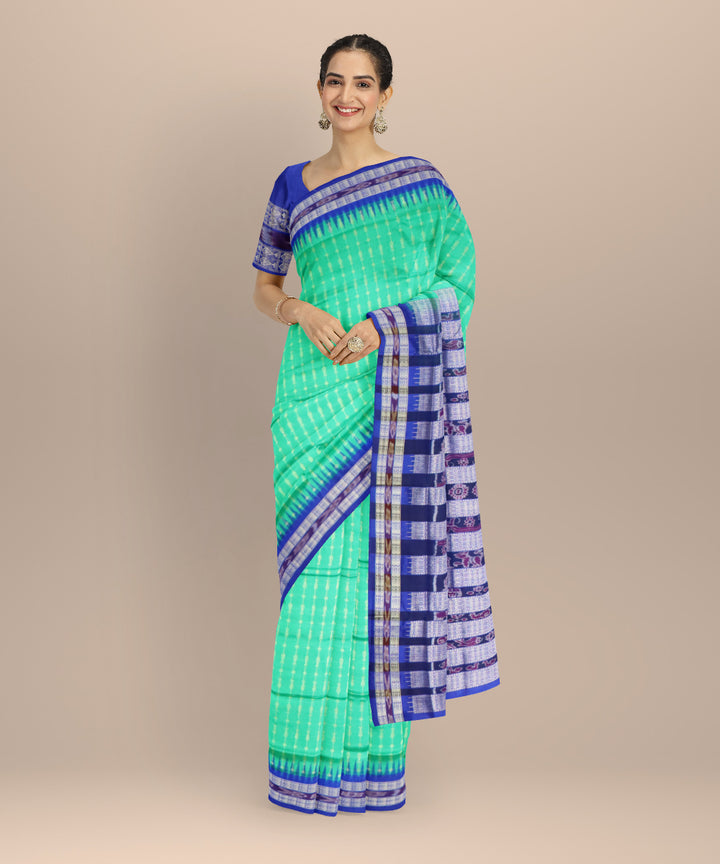 Turquoise catalina blue silk handloom bomkai saree